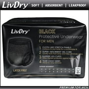 LivDry BLACK Mens Adult Incontinence Underwear, Supreme Comfort Absorbency (X-Large, 44-Pack)