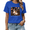 2-Blue, variant on UNISHE Women 4Th Of July USA Flag Cool Cat Fireworks Est 1776 Patriotic Short Sleeve Blue Tops