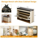 Ktaxon Entryway Shoe Bench, Rattan Flip Drawer & Padded Seat, Hallway Storage, Natural - Walmart.com