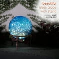 thumbnail image 5 of Alpine Corporation 10" W x 10" L x 13" H Embossed Glass Light-up Gazing Globe, Blue, 5 of 17
