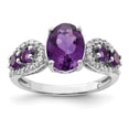 thumbnail image 4 of 925 Sterling Silver Rhodium-plated Amethyst and Oval Diamond Ring Size 7, 4 of 6