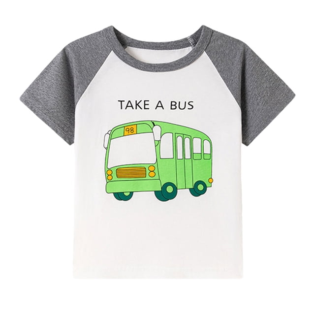 Nwiuh T-Shirts pour Tout-Petits Garçons Manches Courtes T-Shirts Décontractés Graphiques Col Rond Été pour Enfants 2-7 Ans (Gris, 7 Ans)