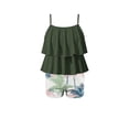 thumbnail image 6 of Girls 2 Piece Swimsuit Set Ruffle Tankini Top & Tropical Print Boy Shorts Quick Dry UPF Swimwear Ages 6-15,Size 10-11 T, 6 of 7