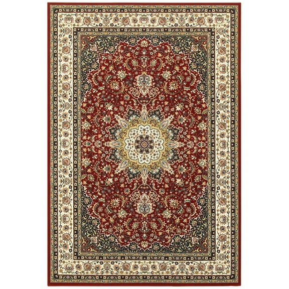 Moretti Nepal Area Rug 119N1 Red Floral Scrolls 6' 7" x 9' 6" Rectangle