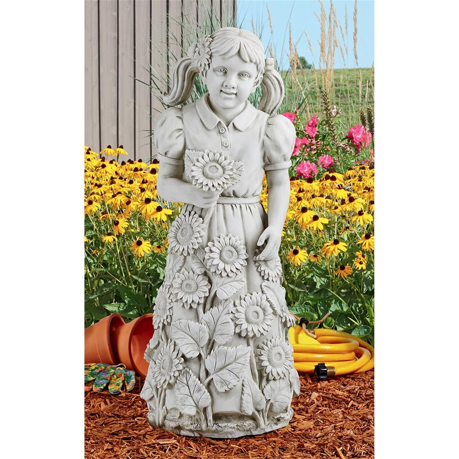 Design Toscano Savannah's Sunflowers Little Girl Garden Statue