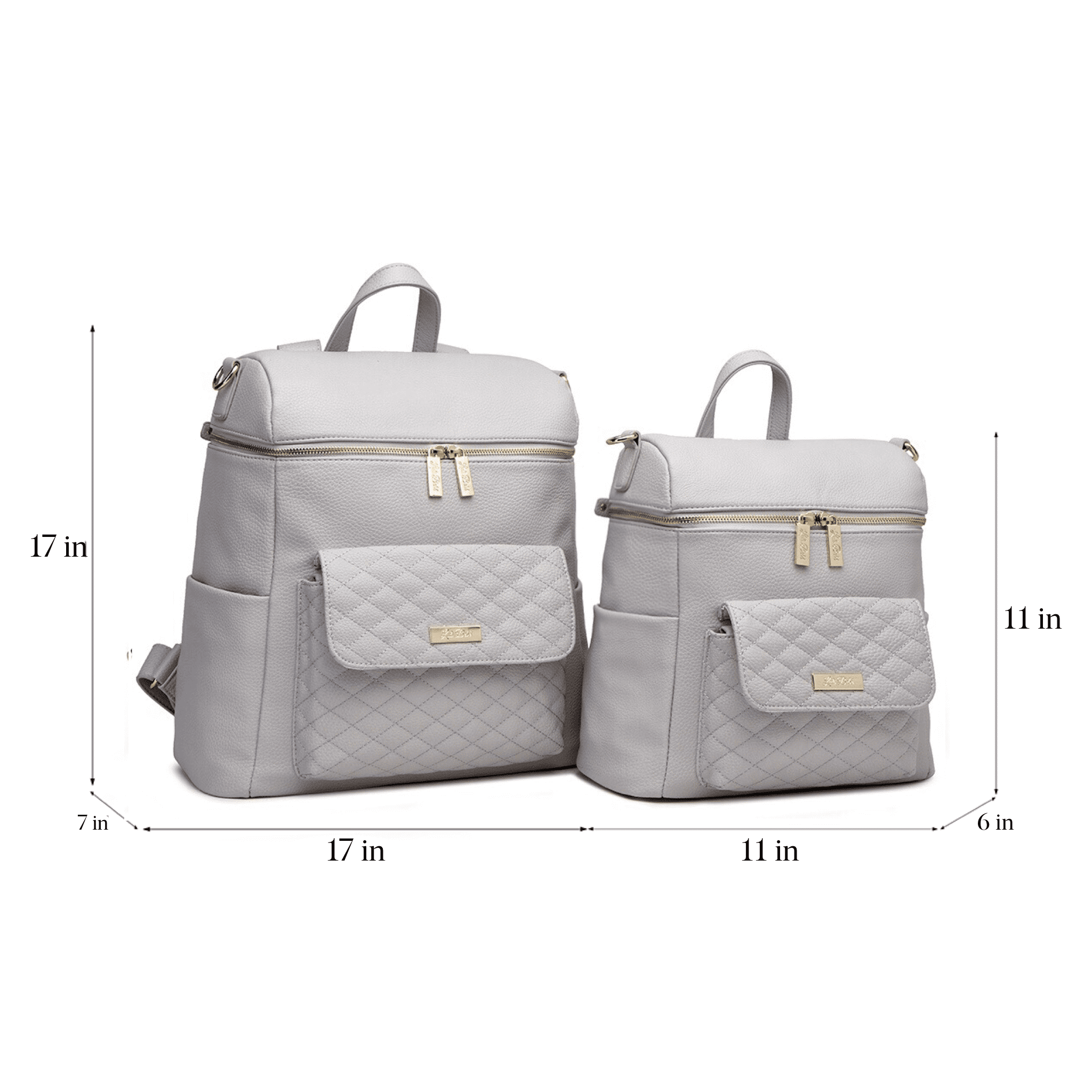 Luli Bebe Petit Monaco Diaper Bag Backpack Storage Bag Stylish Vegan Leather | Stone Grey