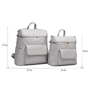 Luli Bebe Petit Monaco Diaper Bag Backpack Storage Bag Stylish Vegan Leather | Stone Grey