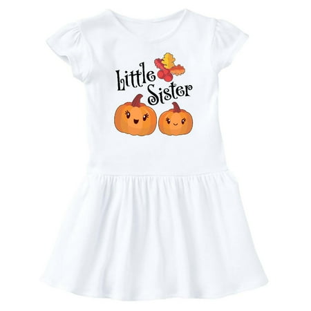 

Inktastic Little Sister Pumpkins with Fall Leaves Gift Baby Girl Dress