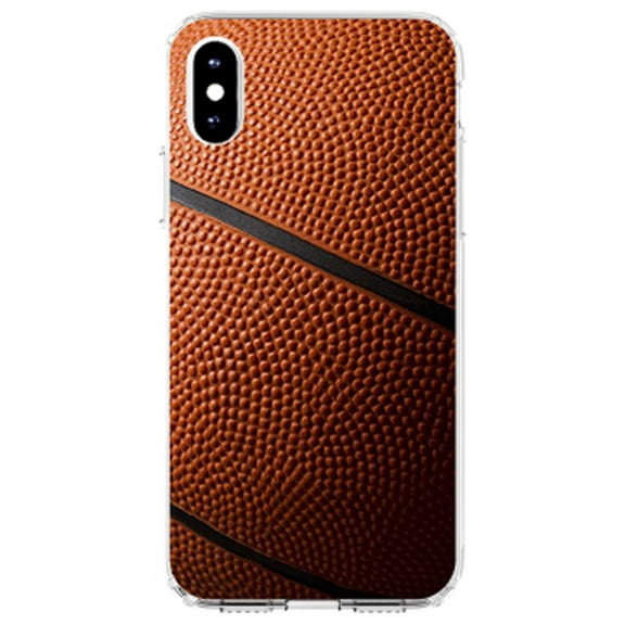 DistinctInk Clear Shockproof Hybrid Case for iPhone X / XS (5.8" Screen) - TPU Bumper, Acrylic Back, Tempered Glass Screen Protector - Basketball Photo - Show Your Love of Basketball