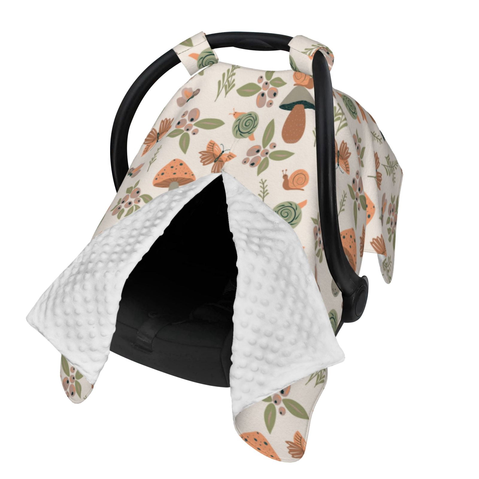 Naloa Forest Mushrooms Insects Baby Car Seat Cover, Breathable Baby Carrier Cover, Multiuse Baby Carrier Cover & Nursing Breastfeeding Cover