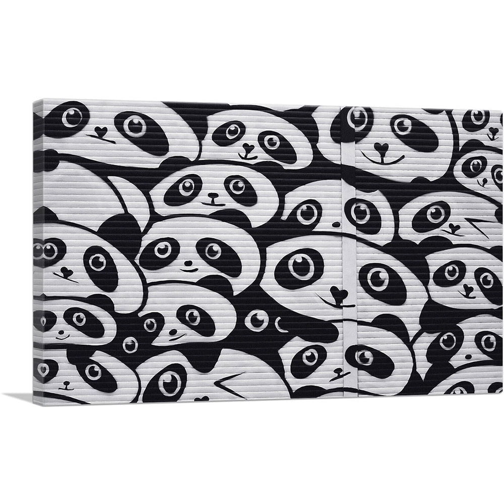 ARTCANVAS Giant Panda Graffiti China Black White Canvas Art Print