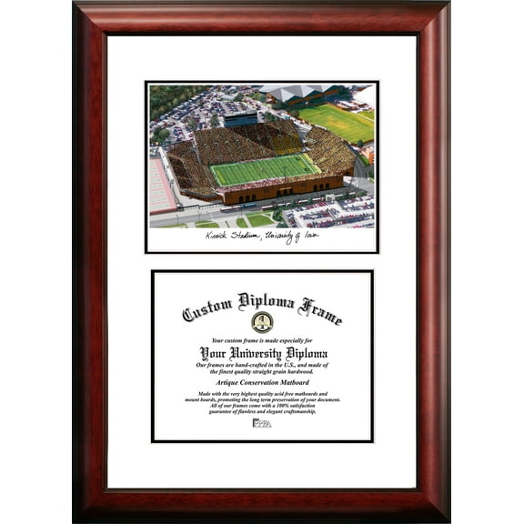 Campus Images IA997V-1185 11 x 8.5 in. University of Iowa Hawkeyes Kinnick Stadium Scholar Diploma Frame - Satin Mahogany