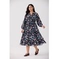 thumbnail image 4 of TIYOMI Womens Plus Size Dresses Fall Long Sleeve Black Floral Maxi Dresses V Neck Spring Autumn Long Dress Casual Party Work Office Dress With Pockets 4XL 26W, 4 of 7