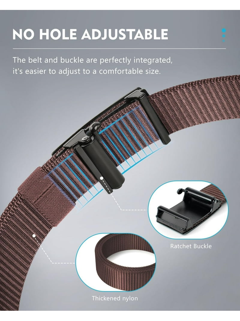 9725 Men’s Ratchet Belt With Automatic Slide Buckle, No Hole Nylon Webbing Boneke Men main image 4