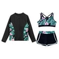 thumbnail image 3 of YONGHS Kids Girls Swimsuit 3 Piece Rash Guard Bathing Suit Quick Dry Long Sleeve Swimwear Wetsuit Zipper Lily 12, 3 of 7