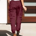thumbnail image 5 of XFLWAM Womens Cargo Pants High Waisted Joggers Pants with Pockets Drawstring Waist Y2K Pants Wine Red M, 5 of 8