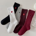 thumbnail image 6 of Dweltoz 5 Pairs Kids Girls Mid-Calf Crew Socks, Cute Heart Bowknot Sock, Solid Color Ribbed Knit Soft Cozy Casual School Uniform Socks for Teens,Sizes 1-12 Years, 6 of 6