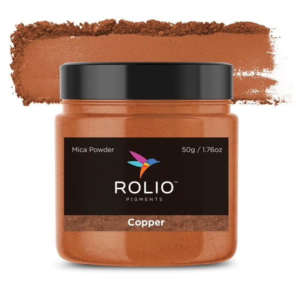 Rolio Premium Mica Powder - Copper (50G / 1.76oz) - 1 Jar of Copper Pigment Powder for Epoxy Resin, Dye, Soap Making, Nail Polish, Paint, Candle Making, Bath Bombs, Slime