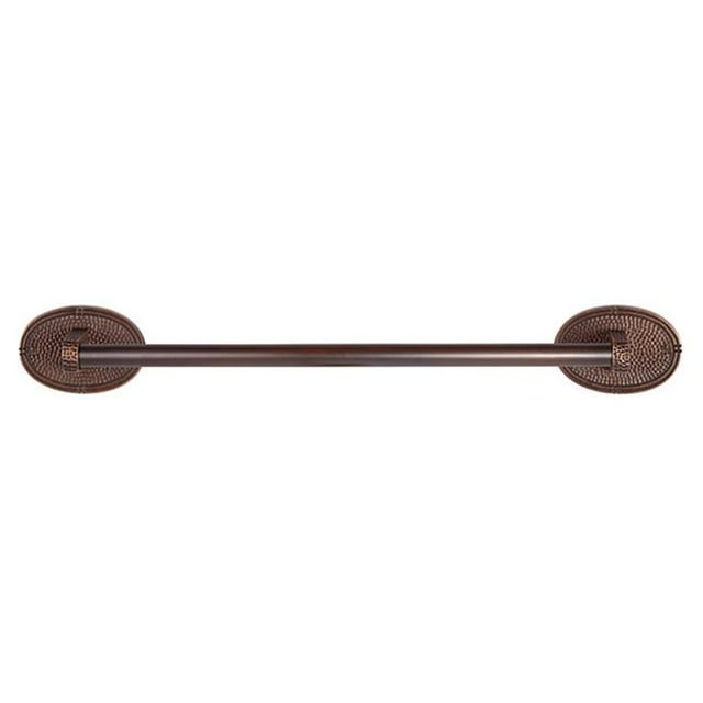 Solid Copper 18in. Towel Bar with Oval Backplates in Antique Copper Finish -