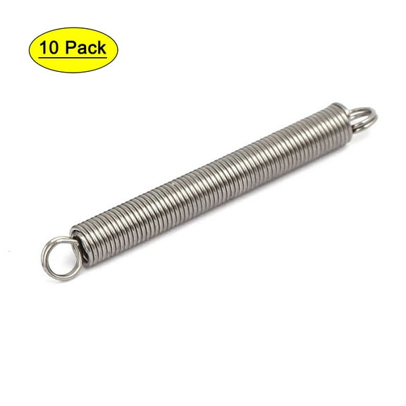0.5mmx4mmx40mm 304 Stainless Steel Tension Springs Silver Tone 10Pcs