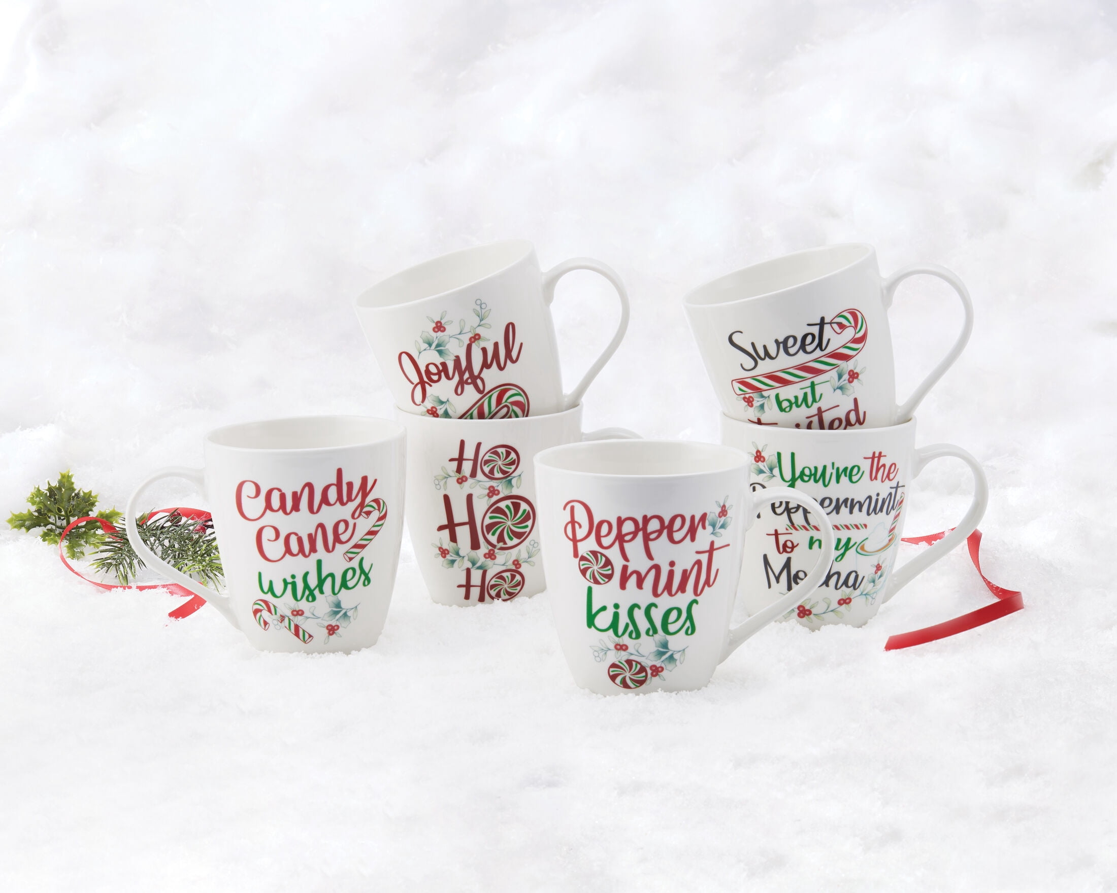 Pfaltzgraff Winterberry Porcelain 18 oz Mugs Set of 6