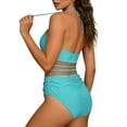 thumbnail image 6 of Aboser Halter Swimsuits for Women One Piece High Cut Bathing Suit Deep V Plunge Cheeky Swimsuit Breathable Mesh Sheer Swimwear Slim Fit Backless Shaping Wear, 6 of 6
