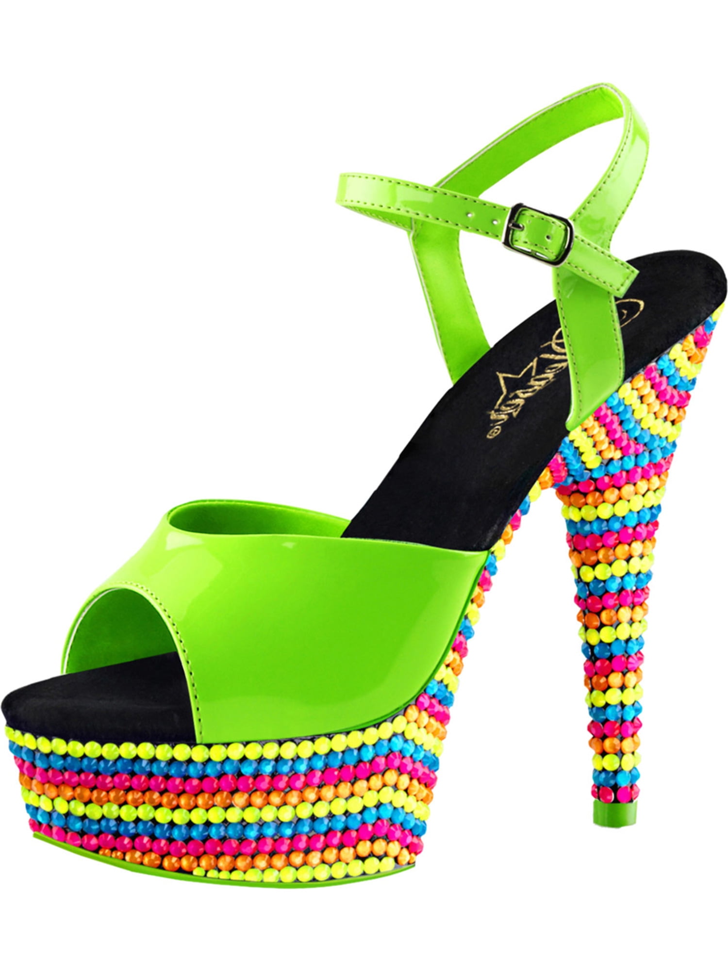neon green sandal heels