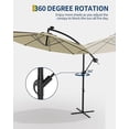 thumbnail image 4 of Parasol Déporté de 10 Pi pour Patio avec Base en Croix et Manivelle, Rotation à 360 Degrés Inclinaison Infinie, Résistant aux UV Ombrage Extérieur pour Terrasse Piscine Jardin Cour Arrière, Bleu Marine/rouge/gris/beige/beige, 4 of 7