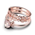 thumbnail image 4 of Dazzling Minimalist 2.50 Carat Oval Cut Morganite And Diamond Moissanite Engagement Ring, Wedding Ring, Two Matching Band in 10k Solid Rose Gold, Gift For Her, Promise Ring, Anniversary Gift, 4 of 4