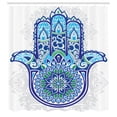 thumbnail image 3 of Ambesonne Hamsa Shower Curtain, Eastern Floral Hand Image, 69"Wx84"L, Blue Turquoise White, 3 of 5