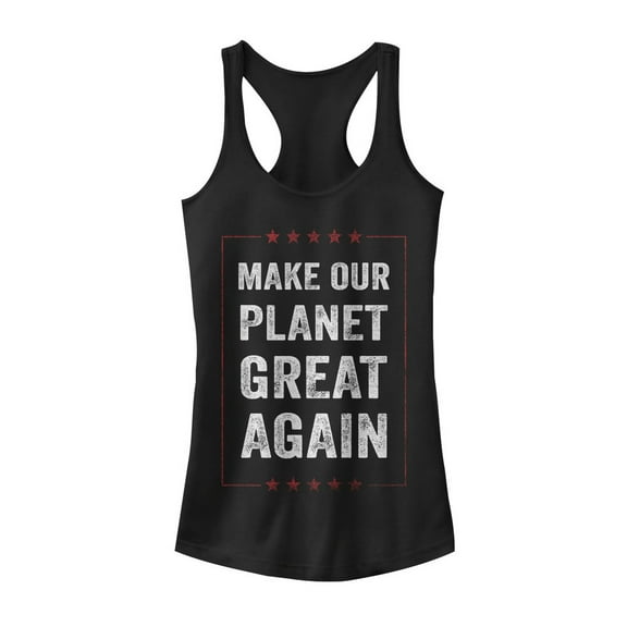 Junior's Lost Gods Make Planet Great Again Racerback Tank Top Black X Large
