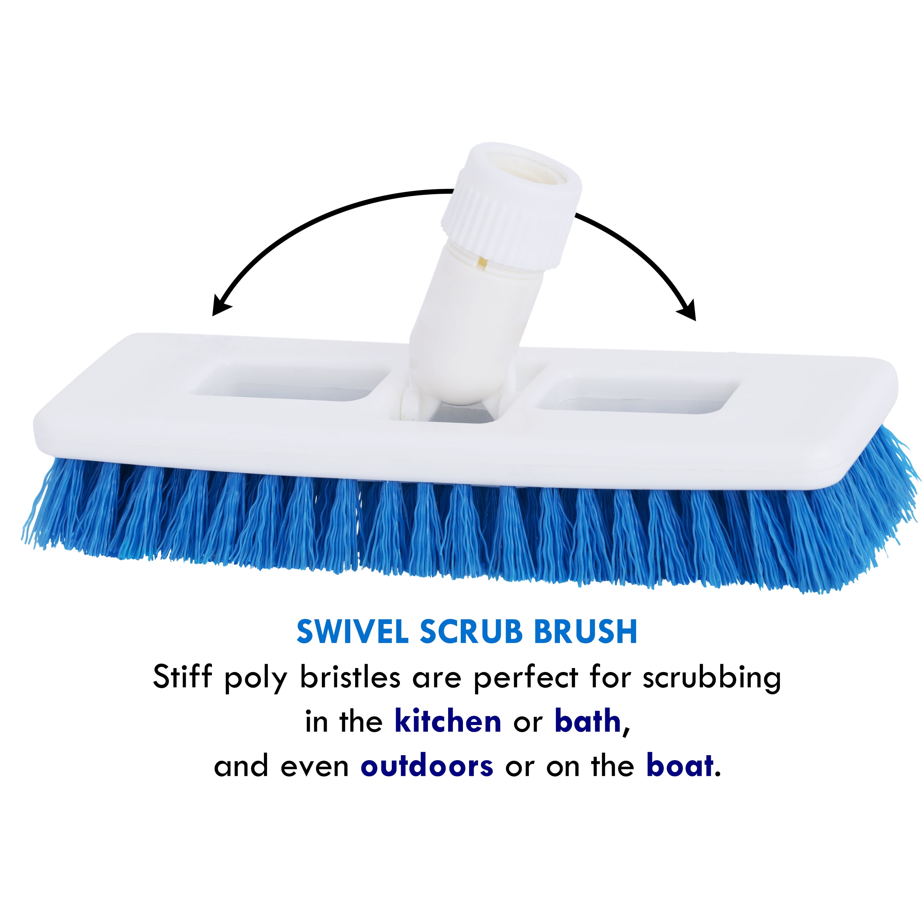 Elitra Swivel Grout Scrubber with Telescopic Handle & Tough Bristles, Silver Blue