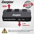 thumbnail image 6 of Energizer 200 Watt Power Inverter Modified Sine Wave Car Inverter 12V to 110V DC to AC Converter with Car Cigarette Lighter Plug, Four 2.1A USB Ports & Three Standard North American AC Outlets, 6 of 7