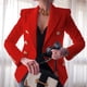 thumbnail image 4 of Chaqueta Blazer Informal para Mujer, con Botones Dorados, Larga, para Oficina, con Solapa y Abertura Frontal. Rojo XL, 4 of 7