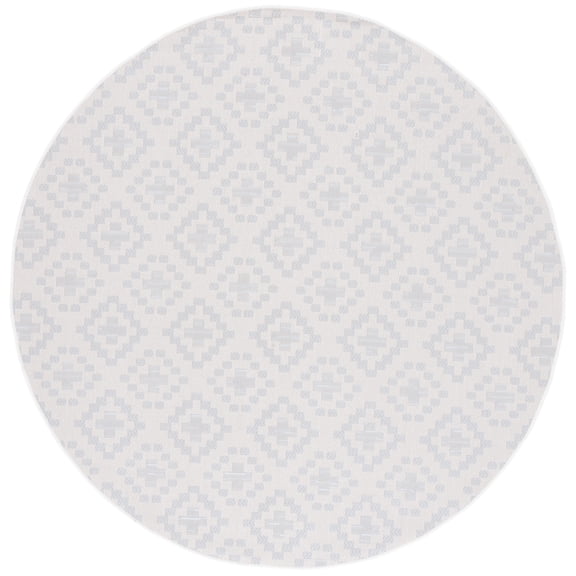 SAFAVIEH Martha Stewart Geometric Indoor/Outdoor Area Rug, Ivory/Grey, 6'7" x 6'7" Round
