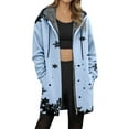 thumbnail image 2 of Jacket Women Longline Jackets Christmas Print Winter Cozy Lined Full Zip Outerwear for Cold Weather Womens Winter Coats Blue L, 2 of 5
