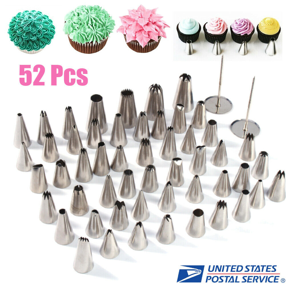 52 pack Icing Piping Nozzles Tips Set Cake Frosting Decorating Handmade