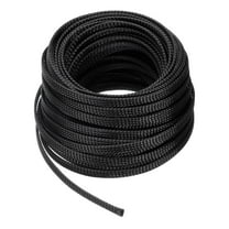 50 Ft - 1/4 In Expandable Braided Cable Sleeving, PET Cable Management, Wire Wrap Loom Tube, Black