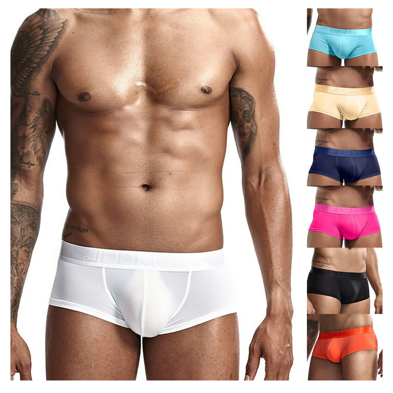 OVTICZA Men's Underwear Boxer Briefs Short Leg Ice Silk Stretch Sexy Mens  Underwear Stretch Random Color 6 Pack M