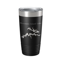 Mountain Island Lake Map Tumbler Travel Mug Insulated Laser Engraved Coffee Cup North Carolina 20 oz Black