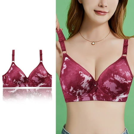 Clearance! Weikingp Bras for Women Women S Sexy Comfortable Medium And Old Age Large No Thin Three Breasted Printing Traditional Bra Bralettes for Women Plus Size Lingerie Red 42