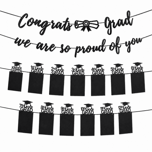 Pre-Strung Graduation Decorations 2026 Party Supplies,Congrats Grad Banner & Class of 2026 Photo Banner for K-12 Graduation,School Party Supplies