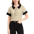 thumbnail image 1 of INSPIRAR CHIC Blusas de Manga Corta con Cuello de Muñeca en Contraste de Lunares para Mujeres L Albaricoque Negro, 1 of 6