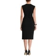 thumbnail image 3 of INSPIRE CHIC Robe Fourreau pour Femme Sans Manches à Col en V Tenue de Travail Ceinture Robes Crayon S Noir, 3 of 6