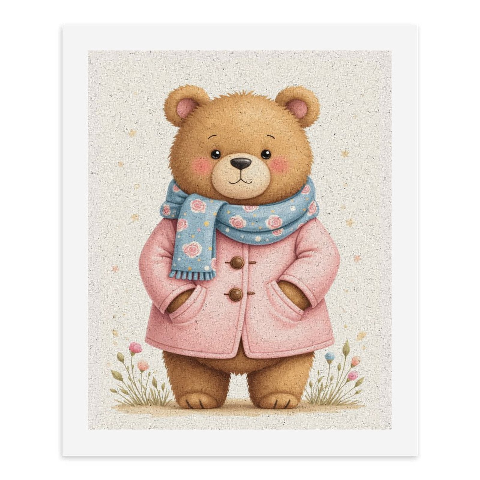 Paint By Numbers Kit for Adults Beginner - DIY Adorable Bear In Cozy Attire Canvas Painting Kits for Adults, Frameless Paint By Number for Adults for Home Wall Decor 16x20 Inch