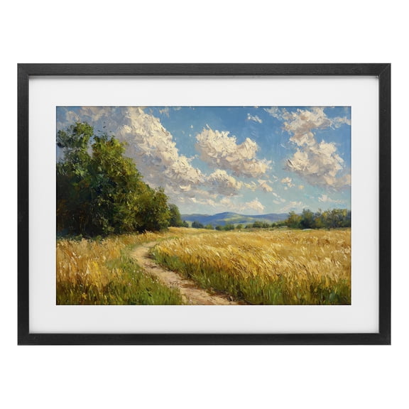Stupell Industries Winding Path Through Wheat Field Black Framed Print Under Glass, design by Creative Studio