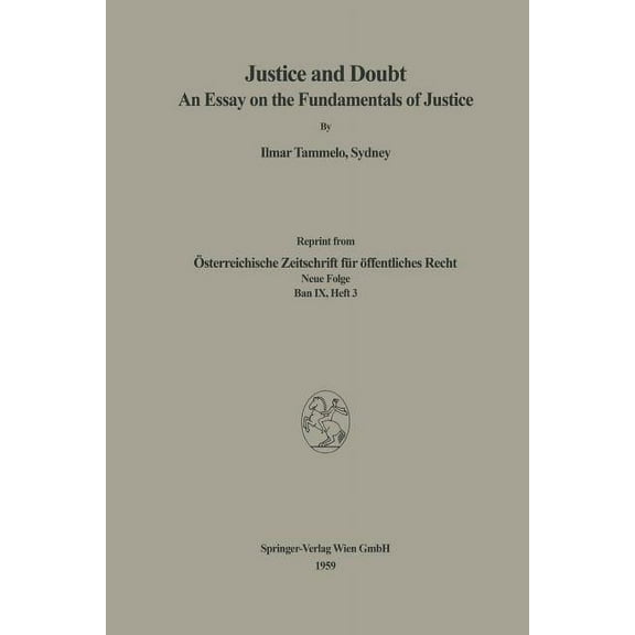 Justice and Doubt: An Essay on the Fundamentals of Justice, (Paperback)