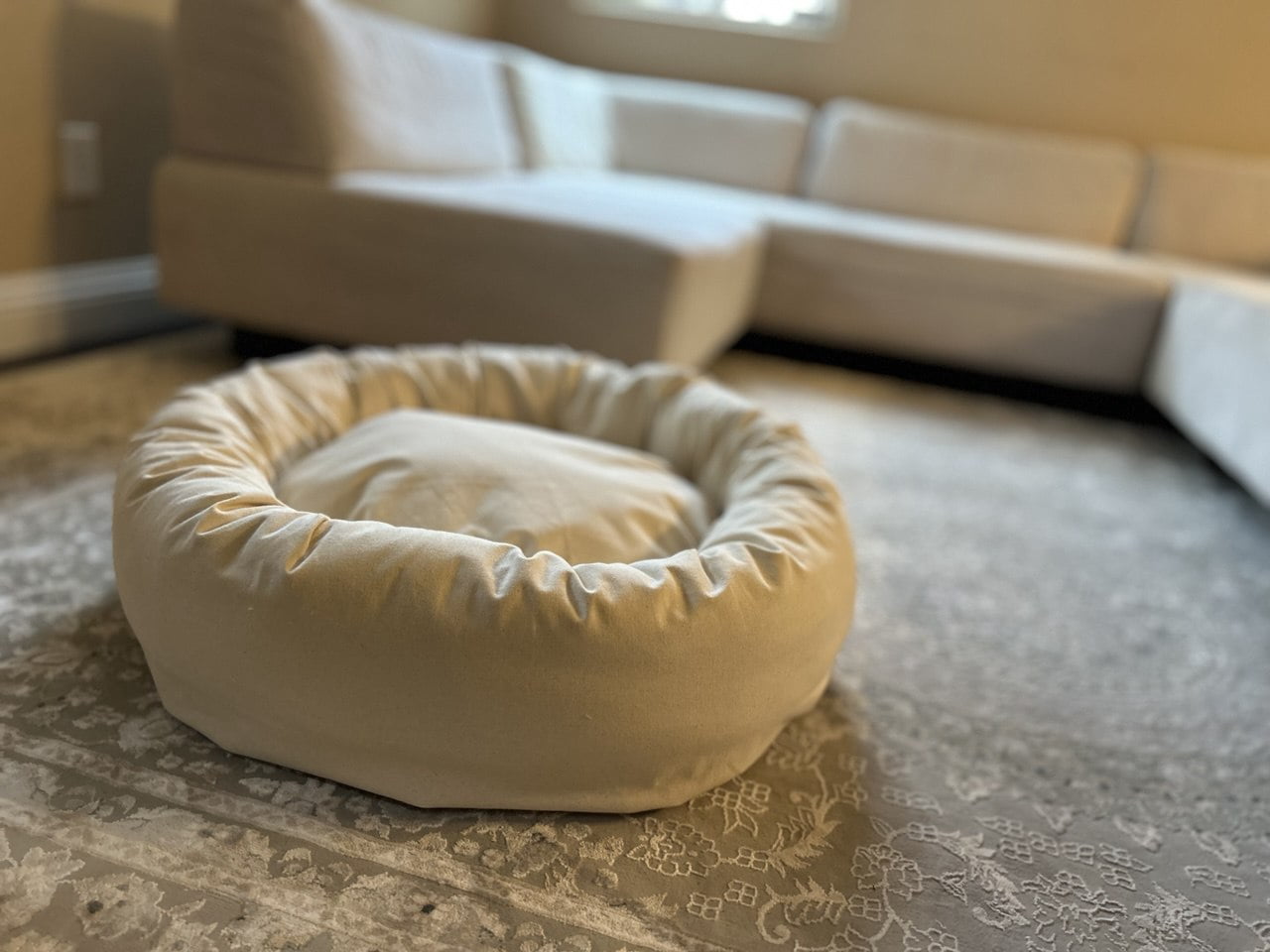 Organic Cotton Dog Bed With Removable Covers Non Toxic Dog Bed Gift For Dog Lovers Eco Friendly Dog Bed Donut Shape Medium Size 42" x 8" Cat Bed Gift For Pet