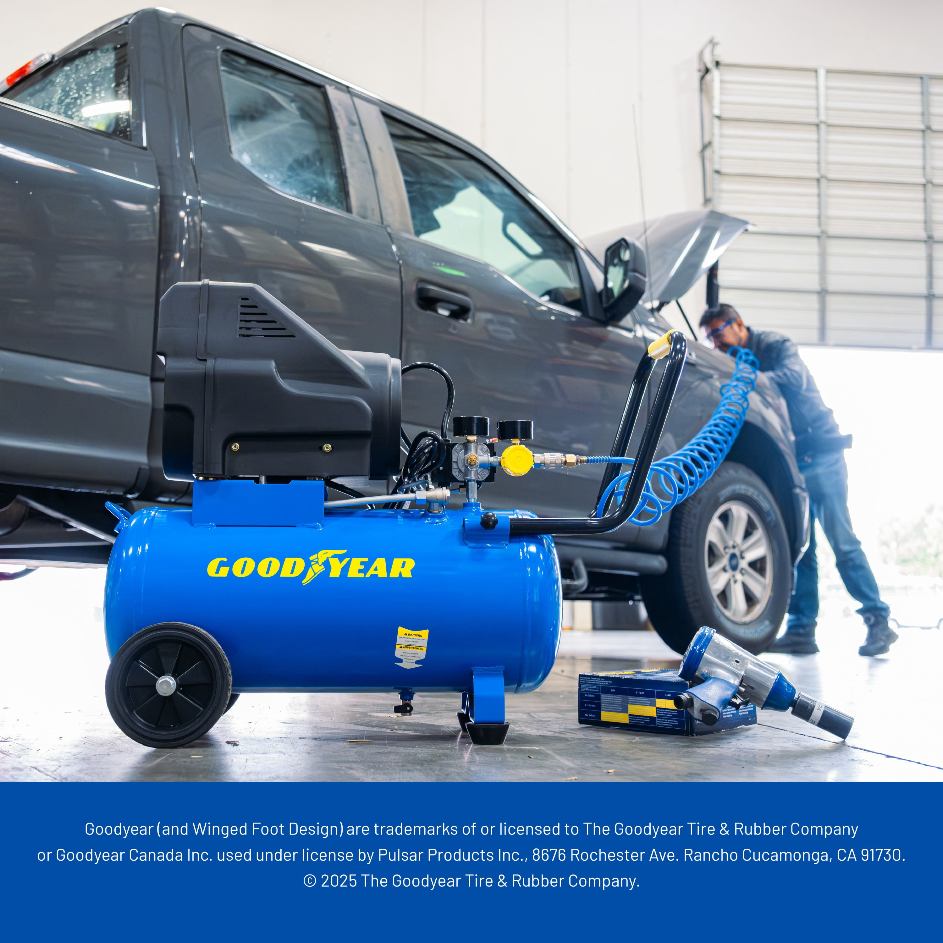Goodyear 8 Gallon 150 PSI Oil Free Portable Horizontal Electric Air Compressor