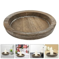 HONMEET Wooden Round Tray Table Set, Decorative Coffee Serving Trays for Home Decor, 8.06 x 8.06 x 0.98 inches
